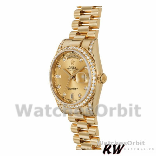Replica Rolex Day-Date 36mm Unisex-118388 Geelgoud-Kampagne wijzerplaat Champagne