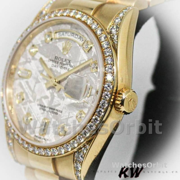 Replica Rolex Day-Date 36mm Unisex-118388 Geelgoud-Diamant Meteoriet Wijzerplaat Meteoriet<br />