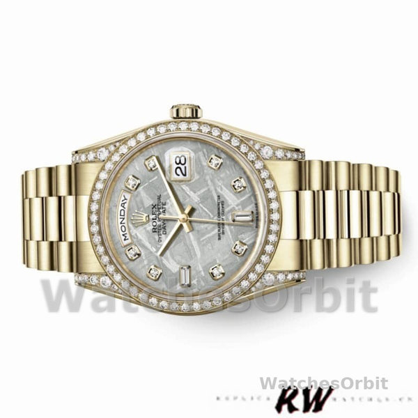 Replica Rolex Day-Date 36mm Unisex-118388 Geelgoud-Diamant Meteoriet Wijzerplaat Meteoriet<br />