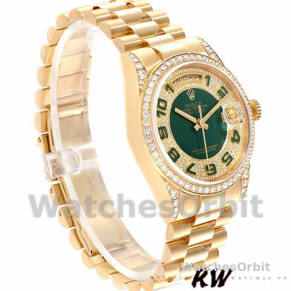 Replica Rolex Day-Date 36mm Unisex-118388 Geelgoud-Groen email Diamant Dial Groen <br />
