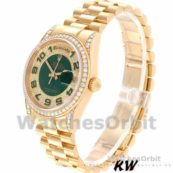 Replica Rolex Day-Date 36mm Unisex-118388 Geelgoud-Groen email Diamant Dial Groen <br />