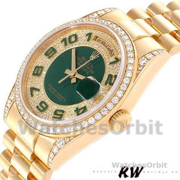 Replica Rolex Day-Date 36mm Unisex-118388 Geelgoud-Groen email Diamant Dial Groen <br />