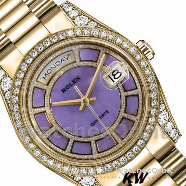Replica Rolex Day-Date 36mm Unisex-118388 Geelgoud-Lavendelpaarse wijzerplaat Paars<br />