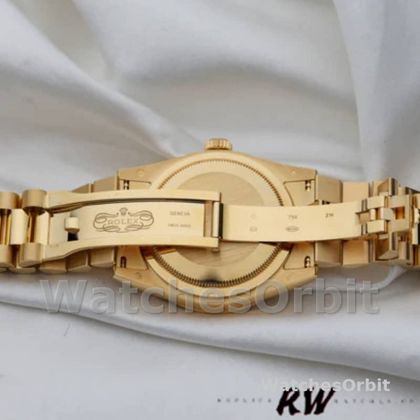 Replica Rolex Day-Date 36mm Unisex-118388 Geelgoud-Zilver Diamanten Wijzerplaat Zilver
