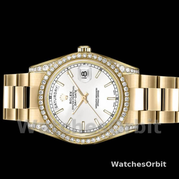 Replica Rolex Day-Date 36mm Unisex-118388 Geelgoud-Witte wijzerplaat Wit<br />