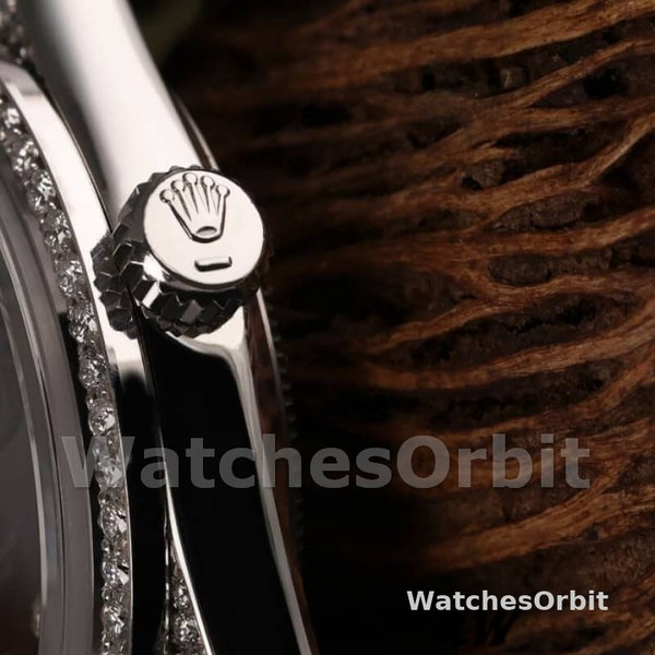 Replica Rolex Day-Date 36mm Unisex-118389-Ghiera con diamanti-Calendario nero Nero<br />