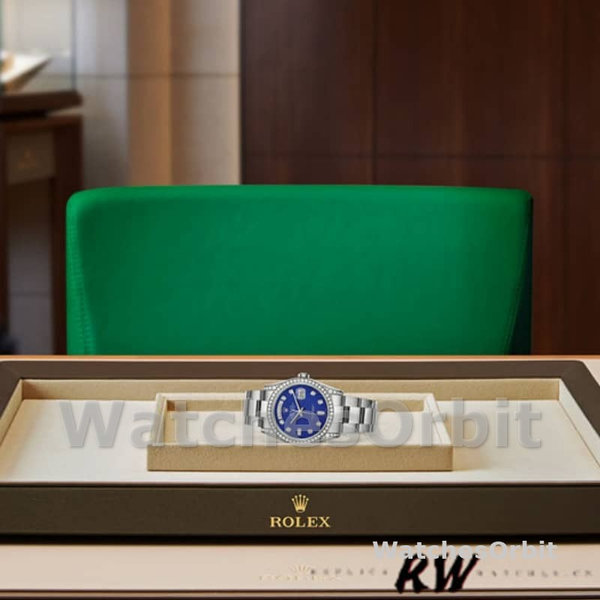 Replica Rolex Day-Date 36mm Unisex-118389-Diamant Bezel-Blauwe Wijzerplaat Blauw<br />