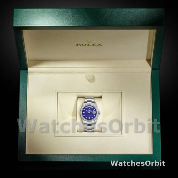 Replica Rolex Day-Date 36mm Unisex-118389-Diamant Bezel-Blauwe Wijzerplaat Blauw<br />