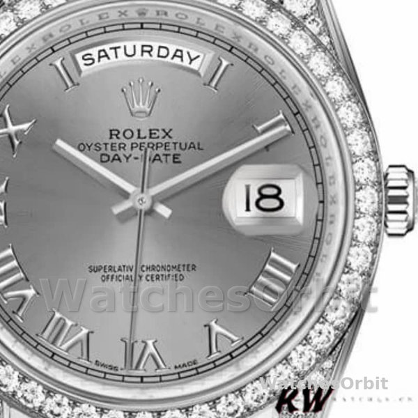 Replica Rolex Day-Date 36mm Unisex-118389-Rhodium Grey Quadrante con numeri romani Rhodium Grey<br />