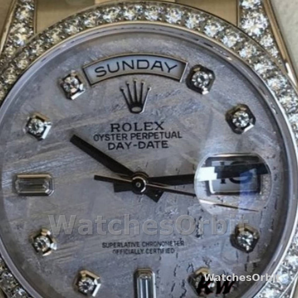 Replica Rolex Day-Date 36 mm Unisex-118389-Oro bianco-Meteorite Quadrante grigio Meteorite<br />