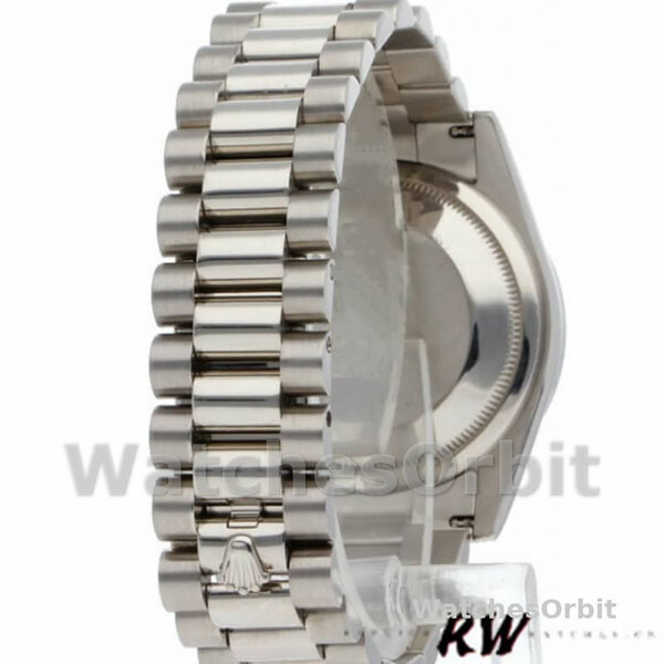 Replica Rolex Day-Date 36 mm Unisex-118389-Dal quadrante bianco-argento Argento