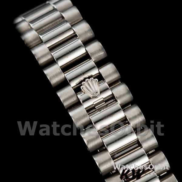 Replica Rolex Day-Date 36mm Unisex-118389-Wit goud-Zilver Diamond Dial Zilver