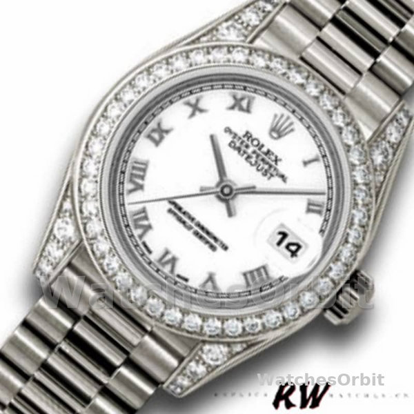 Replica Rolex Day-Date 36mm Unisex-118389-Witgoud-Witte Romeinse Cijfer Wijzerplaat Wit
