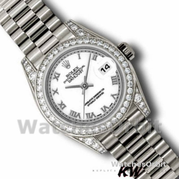Replica Rolex Day-Date 36mm Unisex-118389-Witgoud-Witte Romeinse Cijfer Wijzerplaat Wit