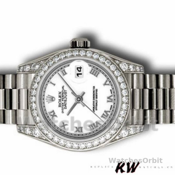 Replica Rolex Day-Date 36mm Unisex-118389-Witgoud-Witte Romeinse Cijfer Wijzerplaat Wit