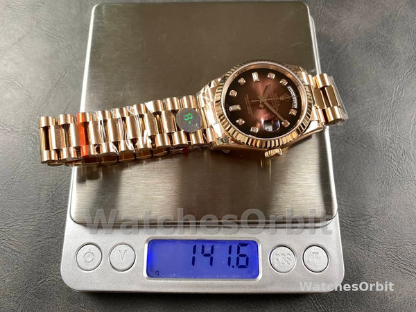Replica Rolex Day-Date 36mm Unisex-128235-Everose Gold-Brown Ombre Diamond Dial Bruin