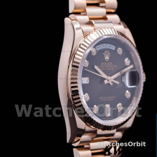 Replica Rolex Day-Date 36mm Unisex-128235-Everose Gold-Brown Ombre Diamond Dial Bruin