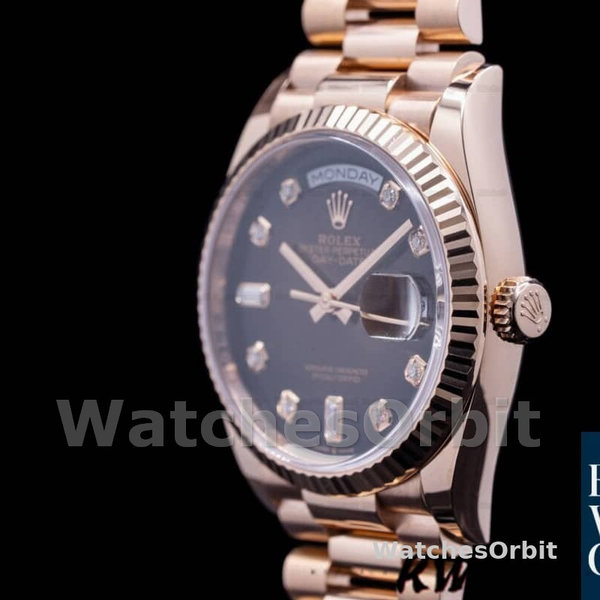 Replica Rolex Day-Date 36mm Unisex-128235-Everose Gold-Brown Ombre Diamond Dial Bruin
