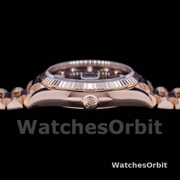 Replica Rolex Day-Date 36mm Unisex-128235-Everose Gold-Brown Ombre Diamond Dial Bruin