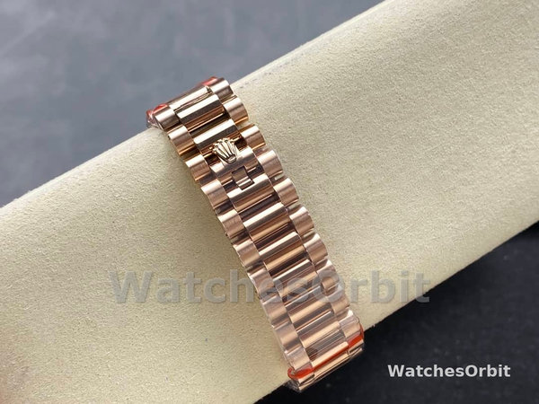 Replica Rolex Day-Date 36mm Unisex-128235-Everose Gold-Brown Ombre Diamond Dial Bruin