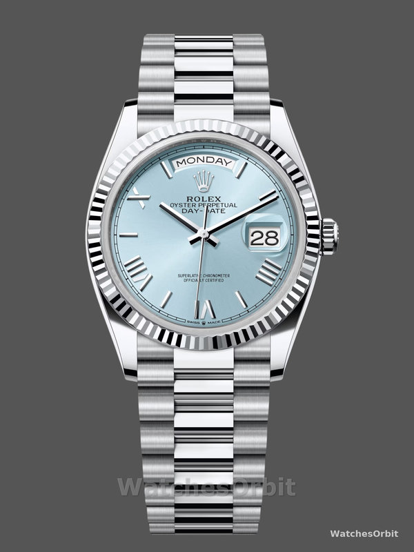 Rolex Day Date 128236 0018 Ice Blue Roman Dial