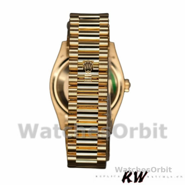 Replica Rolex Day-Date 36mm voor heren-128238 Geribbelde lunette-Karneool wijzerplaat