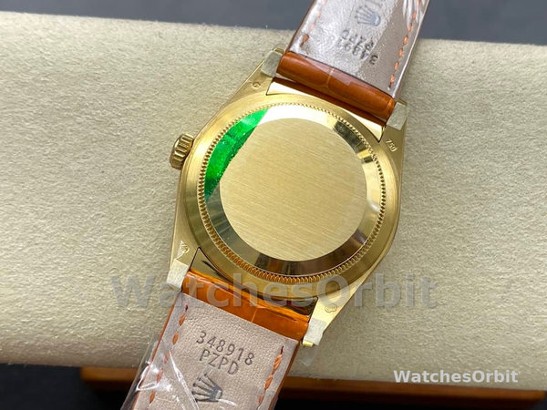 Replica Rolex Day-Date 36mm voor heren-128238 Geribbelde lunette-Karneool wijzerplaat