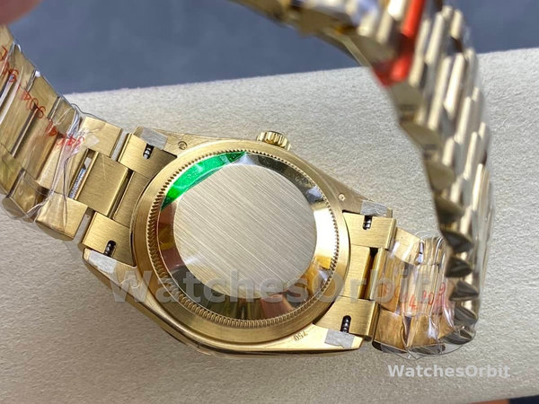 Replica Rolex Day-Date 36mm voor heren-128238 Geribbelde lunette-Donkergrijze wijzerplaat