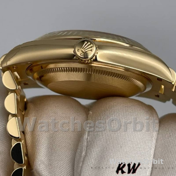 Replica Rolex Day-Date 36mm Unisex-128238-Gefleerde lunette-Groene diamanten wijzerplaat