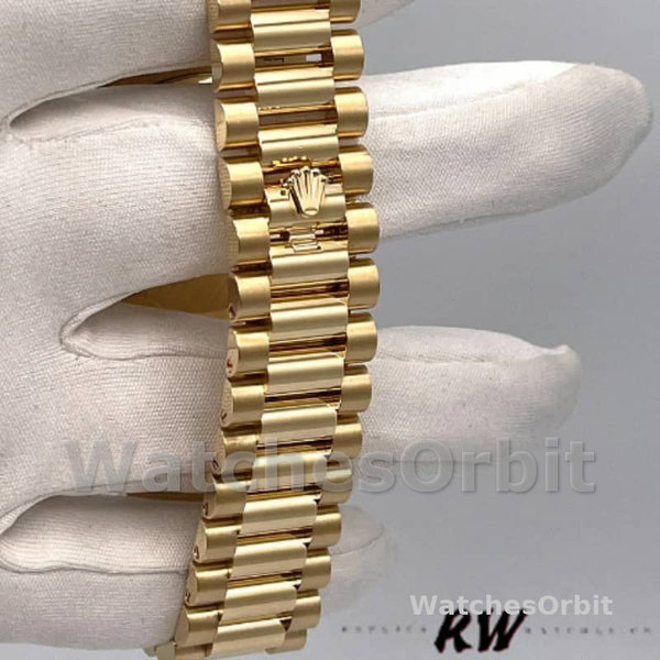 Replica Rolex Day-Date 36mm Unisex-128238-Gefleerde lunette-Groene diamanten wijzerplaat