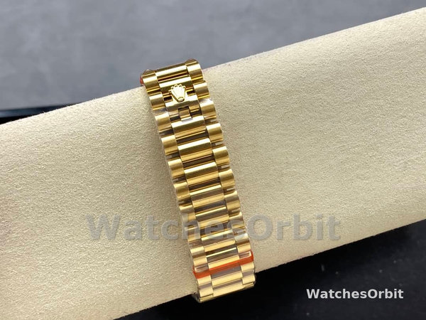 Replica Rolex Day-Date 36mm Unisex-128238-Gefleerde lunette-Groene diamanten wijzerplaat