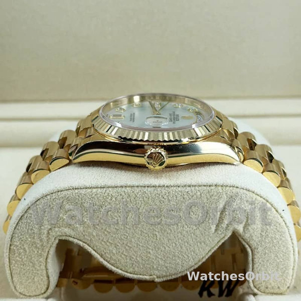 Replica Rolex Day-Date 36mm Unisex-128238 Geribbelde lunette-Wit MOP Wijzerplaat MOP
