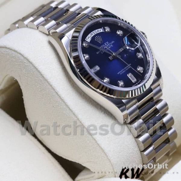 Replica Rolex Day-Date 36mm Unisex-128239-Blue Ombre Diamond Dial Blauw