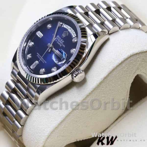 Replica Rolex Day-Date 36mm Unisex-128239-Blue Ombre Diamond Dial Blauw