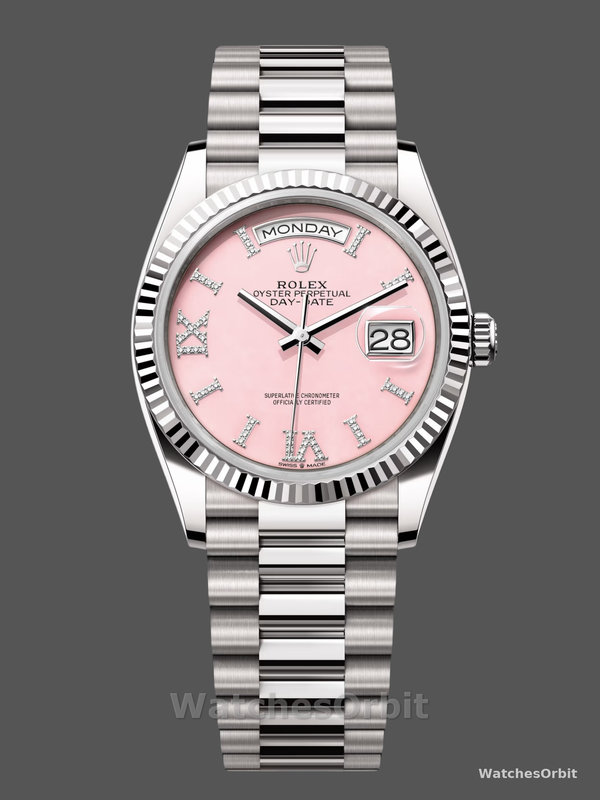 Rolex Day-Date 128239 White Gold Pink Opal Dial 36MM Unisex Replica Watch