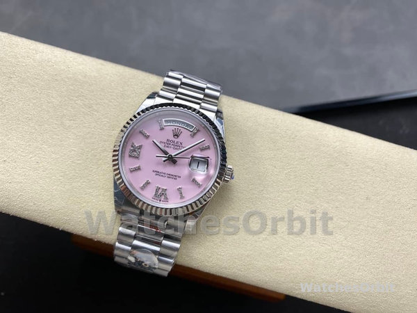 Replica Rolex Day-Date 36mm Unisex-128239-Witgoud-Roze Opaal Wijzerplaat Luxe