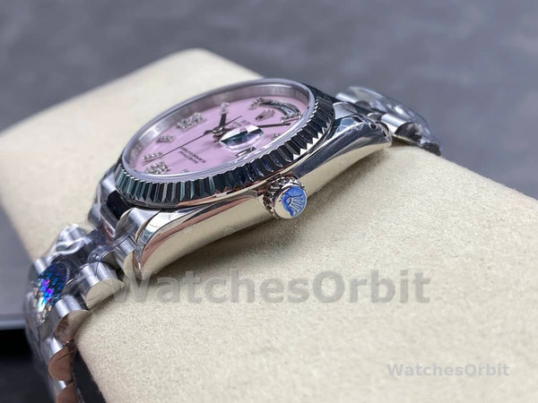 Replica Rolex Day-Date 36mm Unisex-128239-Witgoud-Roze Opaal Wijzerplaat Luxe