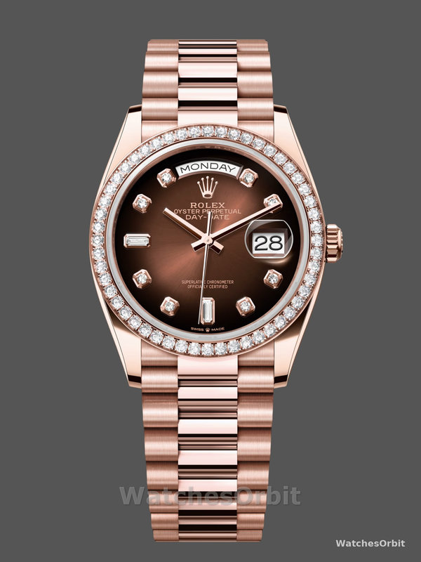 Rolex Day-Date 128345RBR Brown Ombre Dial Everose Gold 36MM Unisex Replica Watch