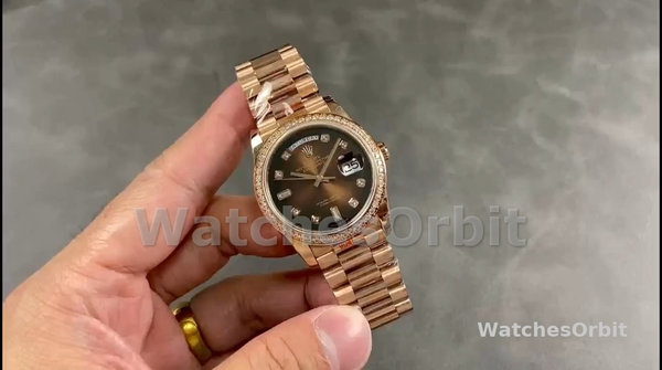 Replique Rolex Day-Date 36mm Unisex-128345RBR-Cadran Ombre Brun-Everose Gold Brown pour unisexe