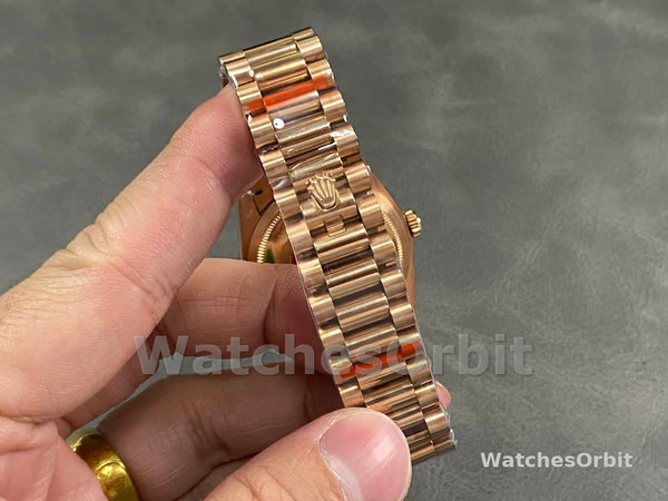 Replica Rolex Day-Date 36mm Unisex-128345RBR-Bruin Ombre Dial-Everose Gold Brown