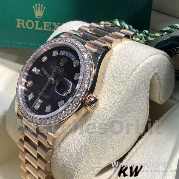 Replica Rolex Day-Date 36mm Unisex-128345RBR-Bruin Ombre Dial-Everose Gold Brown
