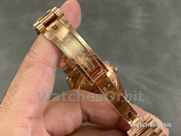 Replica Rolex Day-Date 36mm Unisex-128345RBR-Bruin Ombre Dial-Everose Gold Brown