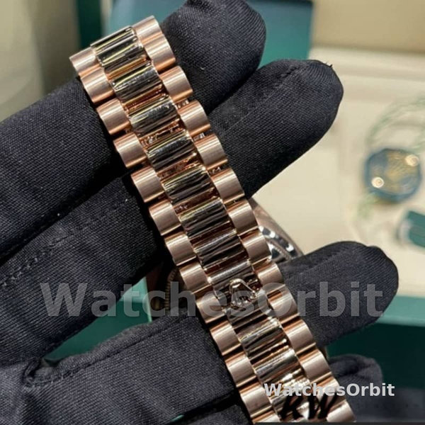 Replique Rolex Day-Date 36mm Unisex-128345RBR-Diamond Paved Dial-Everose Gold Diamond Paved