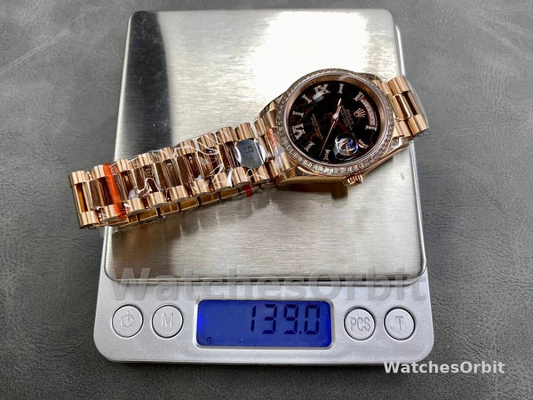 Replica Rolex Day-Date 36mm Unisex-128345RBR-Eisenkiesel Dial-Everose Gold Eisenkiesel