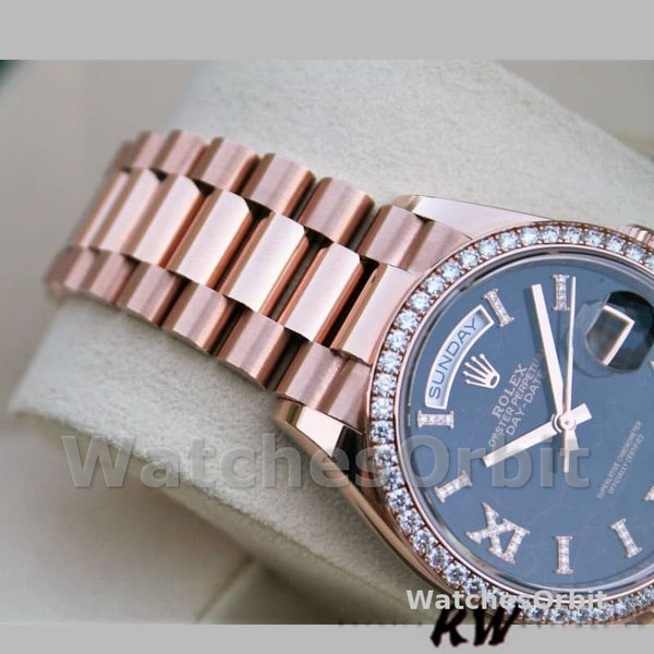 Replica Rolex Day-Date 36mm Unisex-128345RBR-Eisenkiesel Dial-Everose Gold Eisenkiesel