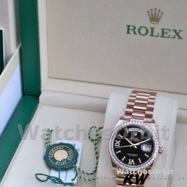 Replica Rolex Day-Date 36mm Unisex-128345RBR-Eisenkiesel Dial-Everose Gold Eisenkiesel