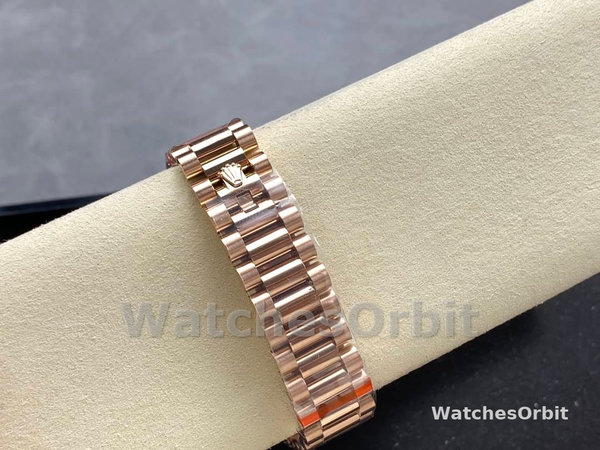 Replica Rolex Day-Date 36mm Unisex-128345RBR-Eisenkiesel Dial-Everose Gold Eisenkiesel
