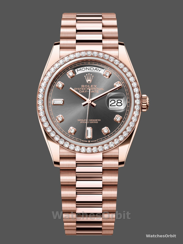 Rolex Day-Date 128345RBR Slate Dial Everose Gold 36MM Unisex Replica Watch