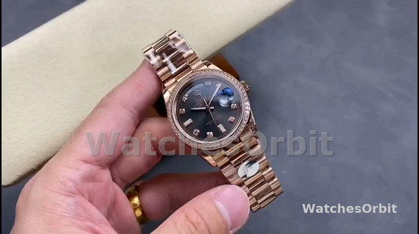 Replique Rolex Day-Date 36mm Unisex-128345RBR-Cadran ardoise-or Everose Ardoise