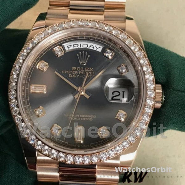 Replica Rolex Day-Date 36mm unisex-128345RBR-Slate Dial-Everose Gold Slate